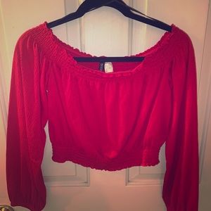 Red long sleeve crop top